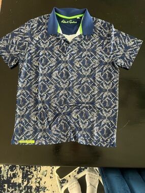 Robert Graham Navy Patterned Athletic Shorts with White Accents